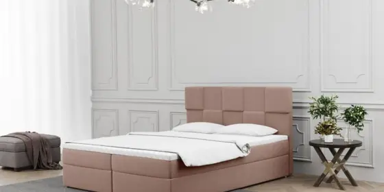 Boxspringbett Schlafzimmerbett JOLIE 180x200cm in Stoff Matt Velvet Rose ansehen