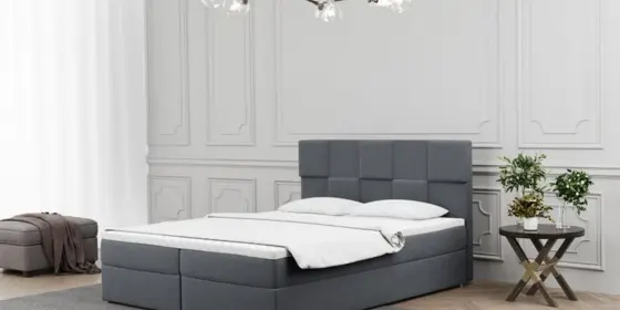 Boxspringbett Schlafzimmerbett JOLIE 180x200cm in Stoff Matt Velvet Dunkelgrau ansehen