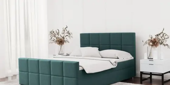 Boxspringbett Schlafzimmerbett JOST 180x200cm in Stoff Matt Velvet Türkisblau ansehen