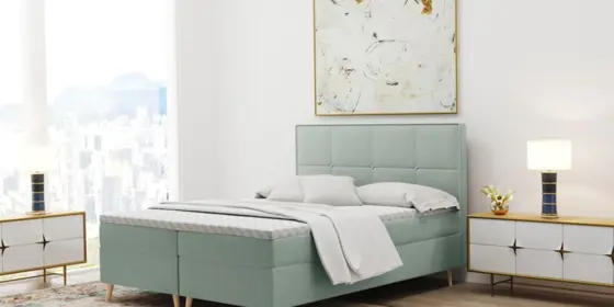 Boxspringbett Schlafzimmerbett RENAN 180x200cm in Stoff Riviera Mint ansehen