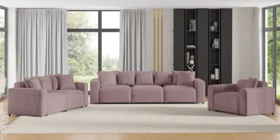 Sofaset Designersofas MEGAN 3-2-1 in Stoff Poso Altrosa ansehen