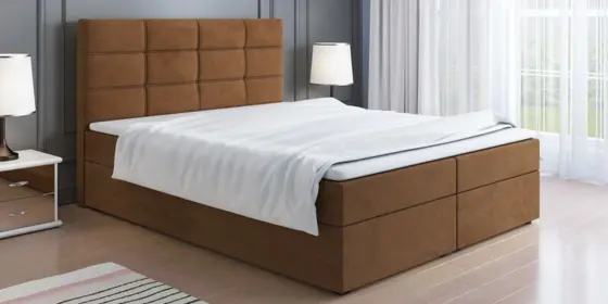 Boxspringbett Schlafzimmerbett ARNAU 180x200cm in Stoff Alcantara Braun ansehen