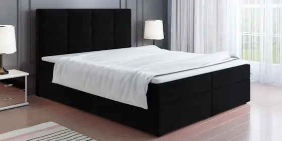 Boxspringbett Schlafzimmerbett ARNAU 180x200cm in Stoff Alcantara Schwarz ansehen
