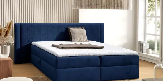Boxspringbett Schlafzimmerbett CEDRIC 180x200cm Stoff Magic Velvet Dunkelblau ansehen