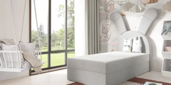 Kinderbett Polsterbett Bett MATILDA 100x200cm in Stoff Magic Velvet Grau ansehen