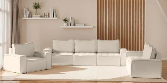 Sofaset Modulsofa-Set 6-teilig SANDE 3-2-1 Stoff Alpine Beige ansehen