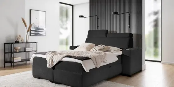Boxspringbett Bett NESTOR 180x200cm Set.2 in Stoff Dress Me Schwarz ansehen