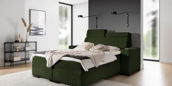 Boxspringbett Bett NESTOR 180x200cm Set.2 in Stoff Dress Me Grün ansehen