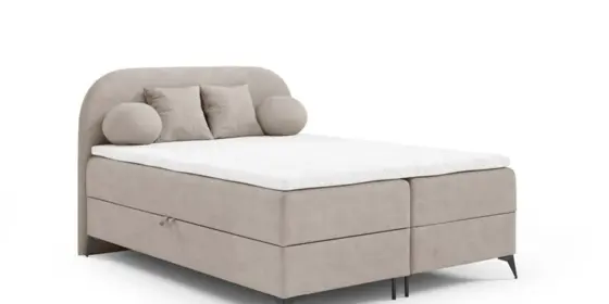 Boxspringbett Schlafzimmerbett GORGIA 180x200cm Stoff Jasmin Hellbeige ansehen
