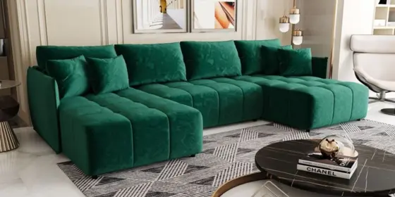 Wohnlandschaft Schlafsofa Sofa TREVISO Stoff Monolith Grün ansehen