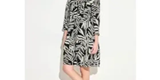 Cecil Damen Leinenmix Print Kleid in Schwarz, Gr: M ansehen