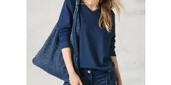 Cecil Damen Jaquard-Shirt mit V-Neck in Blau, Gr: XS ansehen
