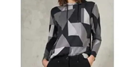 Cecil Damen Gemustertes Kapuzenshirt in Schwarz, Gr: M ansehen