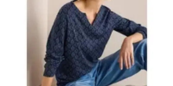 Cecil Damen Shirt mit Minimal Print in Blau, Gr: L ansehen
