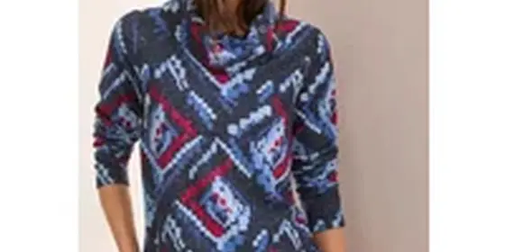 Cecil Damen Bedrucktes Melange-Shirt in Blau, Gr: S ansehen