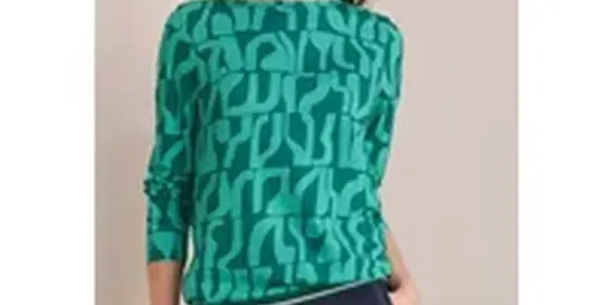 Cecil Damen Bedrucktes Rippstrukturshirt in Grün, Gr: M ansehen
