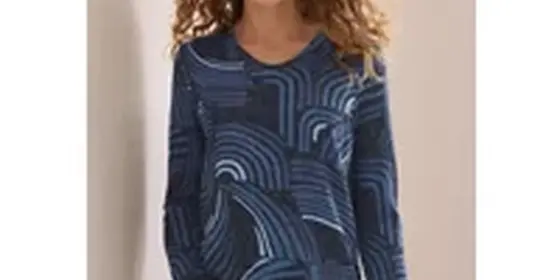 Cecil Damen Kuscheliges Shirt mit Print in Blau, Gr: L ansehen