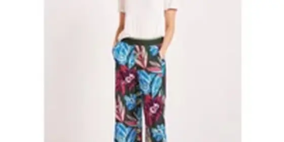 Cecil Damen Loose Fit Print Dobbyhose in Blau|Grün, Gr: XL ansehen