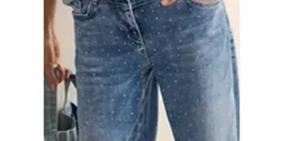 Cecil Damen Glitzernde Wide Leg Jeans in Blau, Gr: 27 ansehen