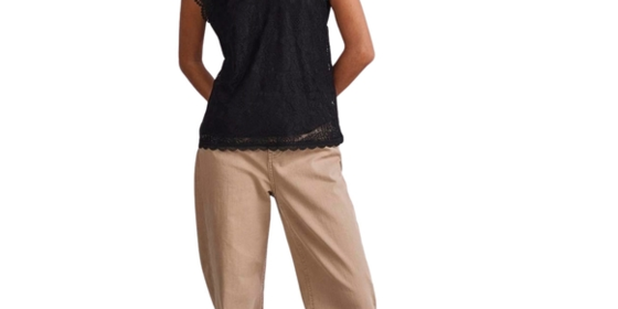 Pieces Spitzenshirt Olline in Black ansehen