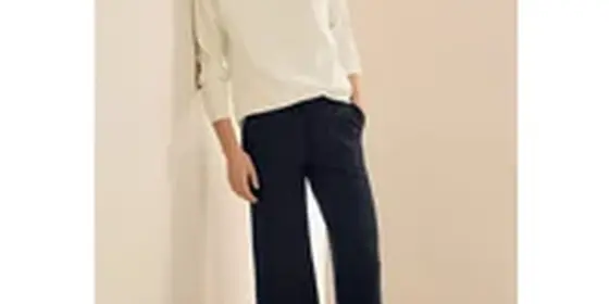 Cecil Damen Wide Leg Bouclé Hose in Blau, Gr: L ansehen
