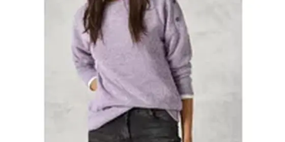 Cecil Damen Melange-Shirt mit Knöpfen in Lila, Gr: XL ansehen