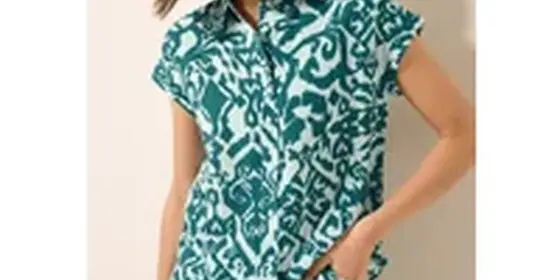 Cecil Damen Gemusterte Leinen-Bluse in Grün, Gr: XL ansehen