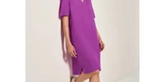 Cecil Damen Split Neck Leinenmix Kleid in Pink, Gr: L ansehen