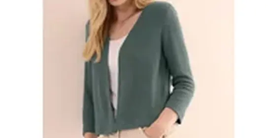 Cecil Damen Offene Ajour-Look Jacke in Grün, Gr: M ansehen